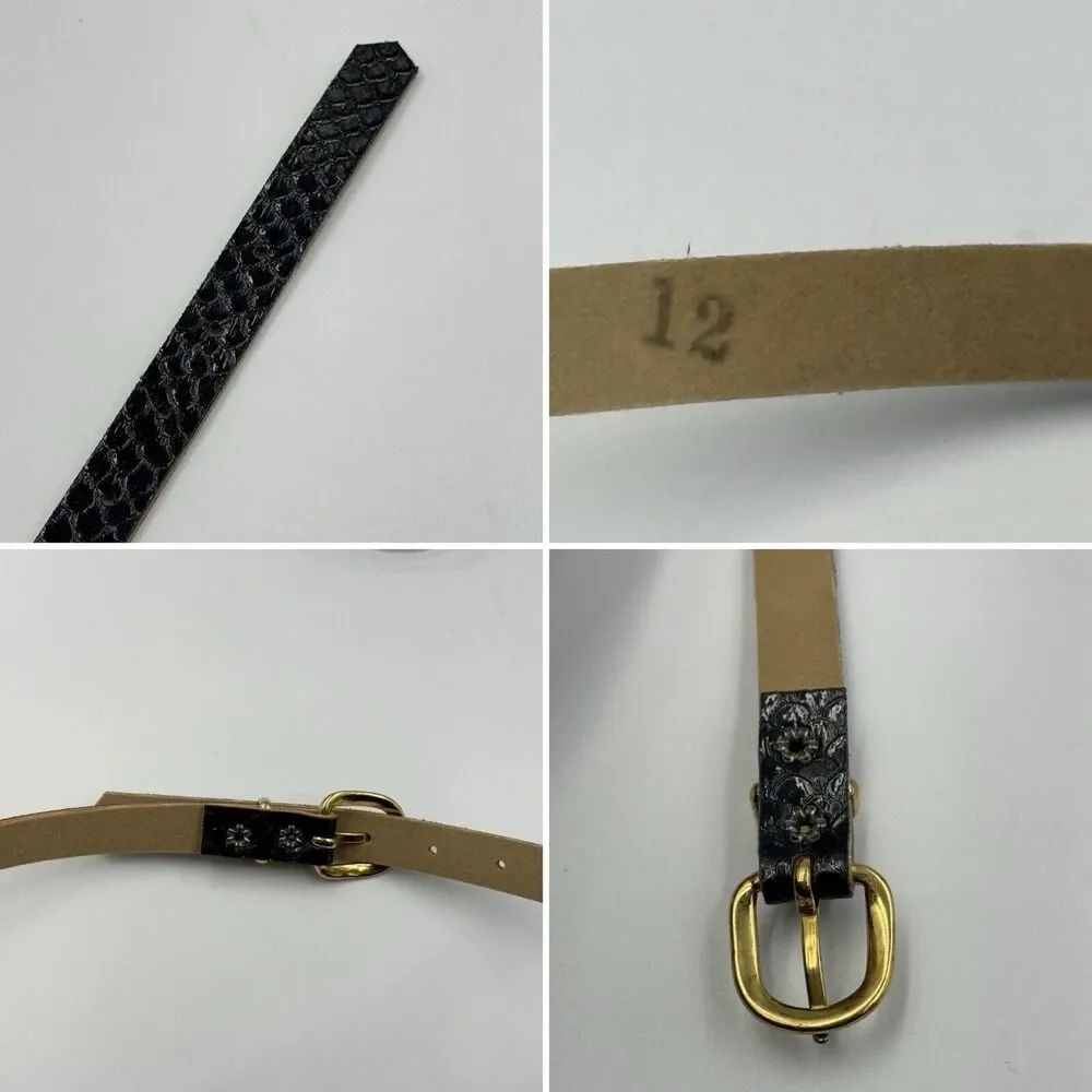 Women Gold Buckle Snakeskin Pattern Dress Belt Slim Wide Size 12